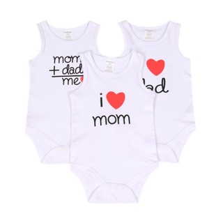 บอดี้สูทเสื้อกล้าม แพ๊ค3ตัว Love Mom/Dad