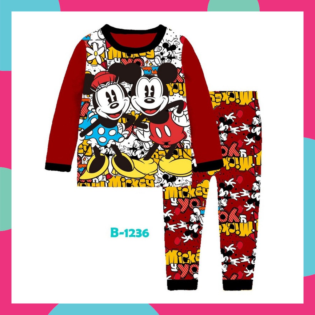 Ailubee Mickey Minnie B1236 ชุดนอนชายชุดนอนแขนยาว Boy Pyjama