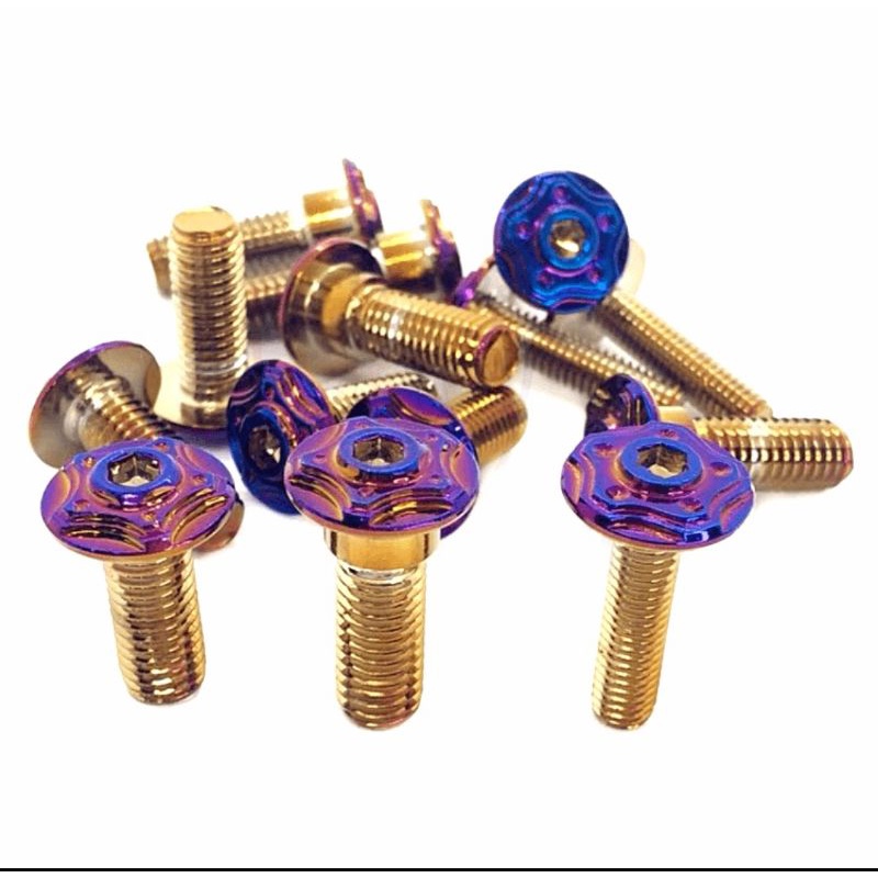 SKRU จานดิส SCREW CUSTOM Titanium Blue Gold M6x25mm M8x25mm
