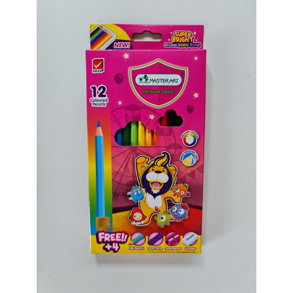ดินสอสีไม้ 12/24 สี แท่งยาว MasterArt coloured pencils รุ่น Super Bright พร้อมกบเหลา  1 กล่อง - รูปที่ 7
