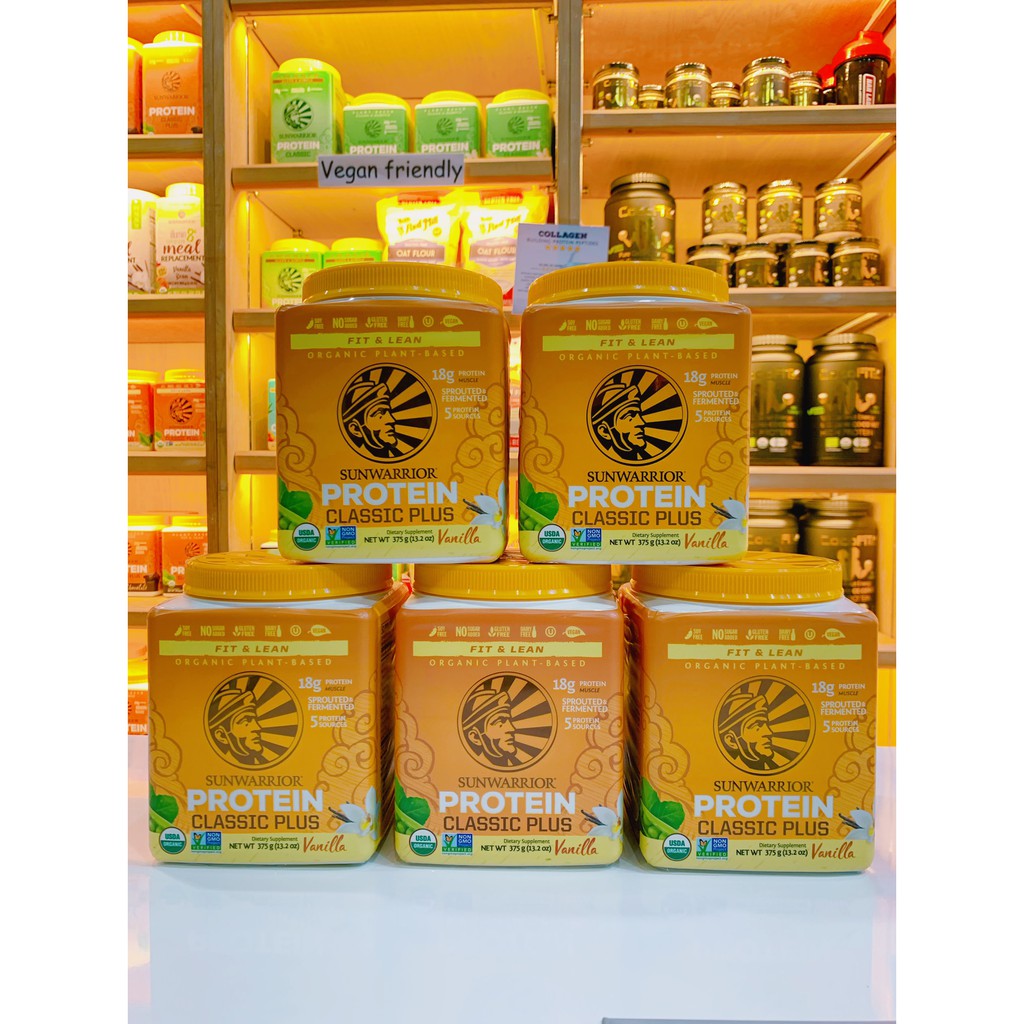 SunWarrior Classic Plus Protein (โปรตีนพืชออแกนิค) 375 g. (15 servings)