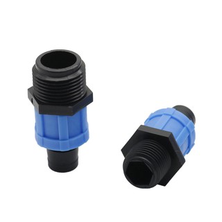 Garden 16mm Drip Tape Locked Straight Connectors 1/2" 3/4"Male Thread Joint