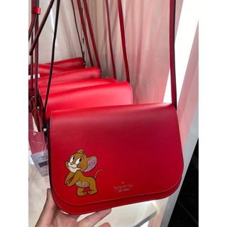 พร้อมส่ง!!! Kate Spade แท้100% Tom &amp; Jerry Medium Flap Shoulder Crossbody Handbag Purse