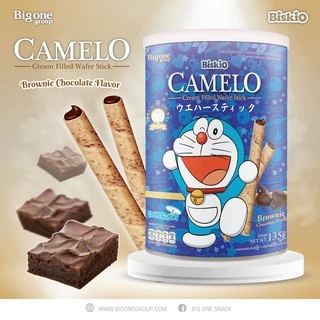 บิสคิโอ คาเมลโล โดราเอมอน เวเฟอร์สอดไส้ครีมเต็มแท่ง​ 135ก. Biskio Camelo Doraemon Wafer Stick with Cream Filling 135g.