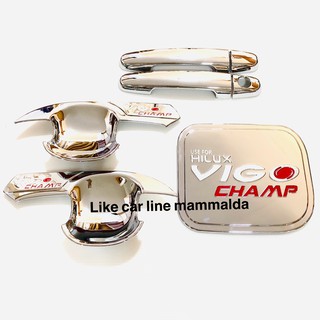 วีโก้แชมป์ VIGO champ เบ้ากันรอย ครอบมือจับ ครอบฝาถังน้ำมัน สีโครเมี่ยมโลโก้แดง รุ่นแค็บ2ประตู