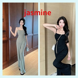 jasmine💎 ชุดเซ็ตสายเดี่ยว+กางเกงขายาว สุดเซ็กซี่สีพื้นใส่สบายมาก พร้อมส่งจากไทย🌼 ( DX-Set )