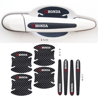 สติกเกอร์มือจับประตูรถ 8Pcs Carbon fiber Handle Protection Film For Honda City 2020 Jazz C70 Rs150 Civic Fc CRV Accord HRV Accesories