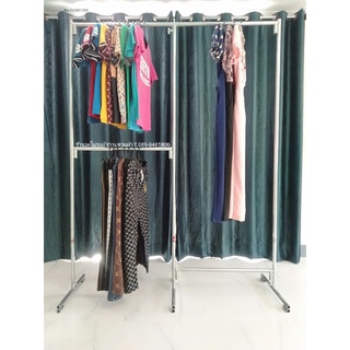 ราวแขวนผ้าเหล็กแป๊บ6หุน สูง205ซ.ม ยาว150ซ.ม/ฐาน50ซ.ม(ขนาดช่อง75/75)