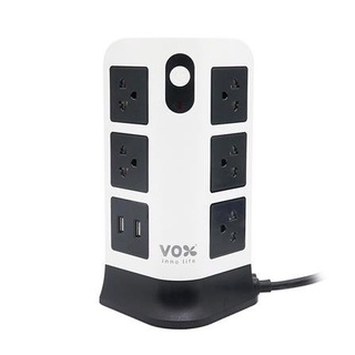 อุปกรณ์ไฟฟ้า ปลั๊กพ่วง รางปลั๊กไฟทาวเวอร์ 11 ช่อง 2 สวิตช์ 2 USB VOX 3 ม. มีคุณภาพผ่านมาตรฐาน