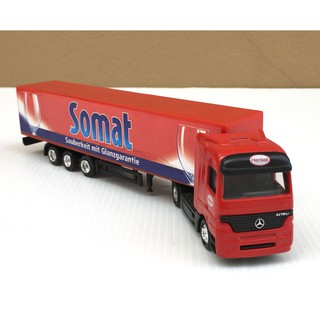 1/87 Trailer Ad Truck หัวลากสีแดง รุ่น Benz Actros โฆษณา Henkel Somat (รถยาว 19 cm)