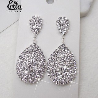 แฟชั่นสตรี Rhinestone Waterdrop Dangle Stud เครื่องประดับต่างหูงานอดิเรก