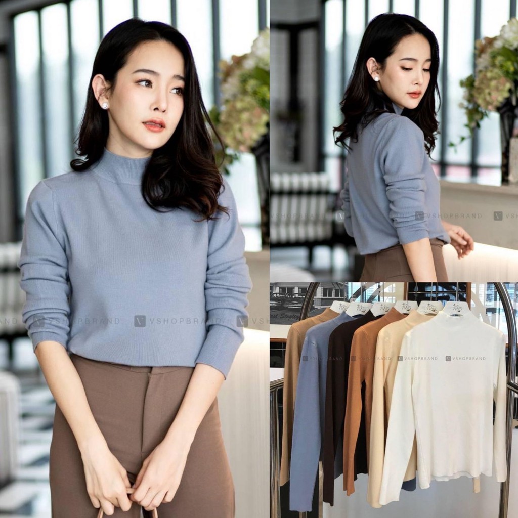 Code no:201136-Vshop เสื้อไหมพรมผ้าสุดนุ่ม ด้วยเนื้อผ้าจะทำให้เวลาใส่ซ่อนรูป ไม่หนาเกินไปคะ