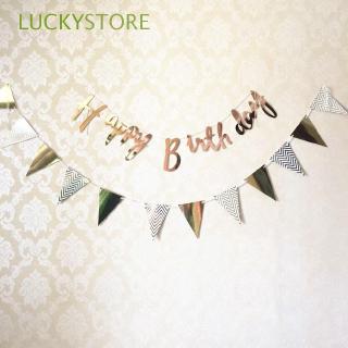 Baby Shower Happy Birthday Kids Favors Decor Garlands Rose Gold Pennant Hanging Flag Bunting Banner