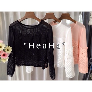 พร้อมส่ง    New" เสื้อแขนยาวลูกไม้+ตาข่ายเนื้อดีมากๆๆ วานสวยมากๆๆบอกได้คำเดียว ห้ามพลาดจ้าทรงใส่สบาย