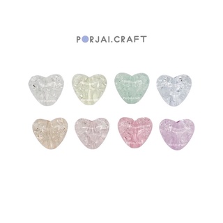 ลูกปัดหัวใจ Crack heart beads 11mm