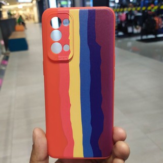 เคสสายรุ้ง Oppo Reno 5 5G เคสนิ่มสีสายรุ้งสดใส คลุมป้องกันกล้อง