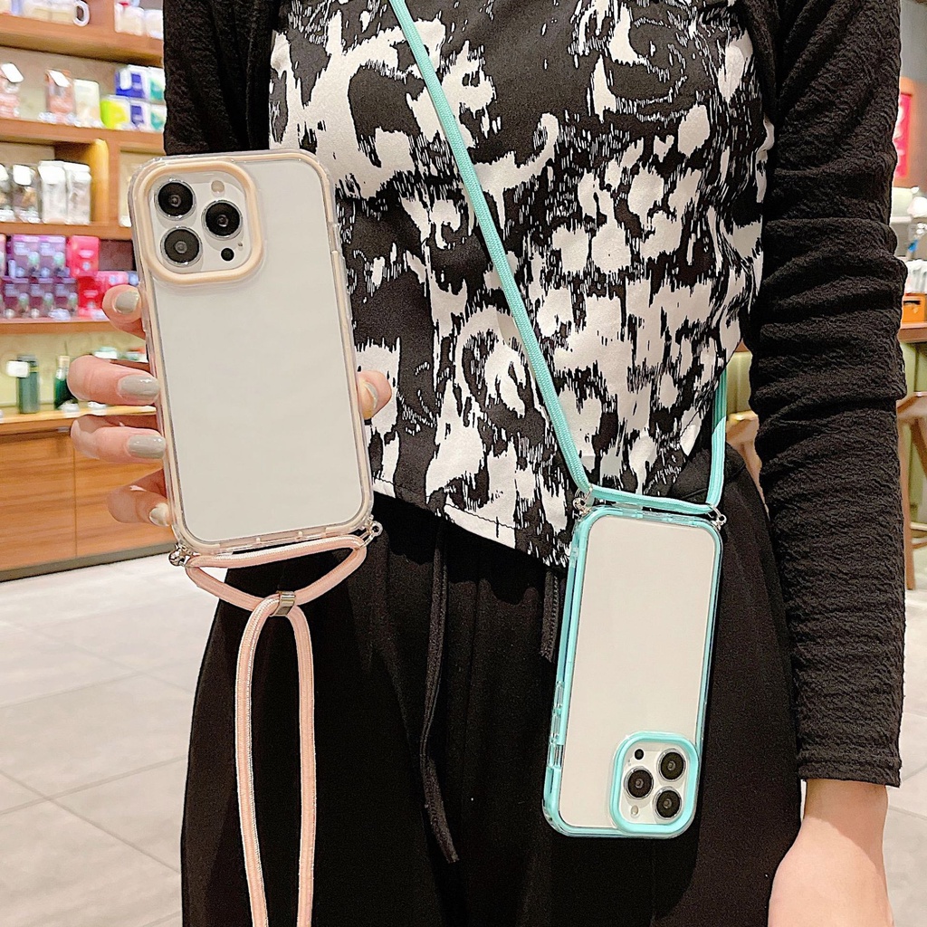 3-in-1 เคสโทรศัพท์มือถือ กันกระแทก พร้อมสายคล้อง สีมาการอง สําหรับ 15Promax 15 14 13 13Promax 15plus 14Pro 11 12 13Pro Max 11 12 13 6 6s 6P 6SP 7 8 7P 8P X XS XR XSMAX