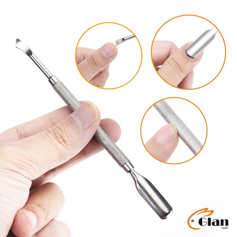 Glanxuan ที่ขูดสีเจล ดุนหนัง ที่งัดโคนเล็บ   สแตนเลส manicure tools - รูปที่ 2