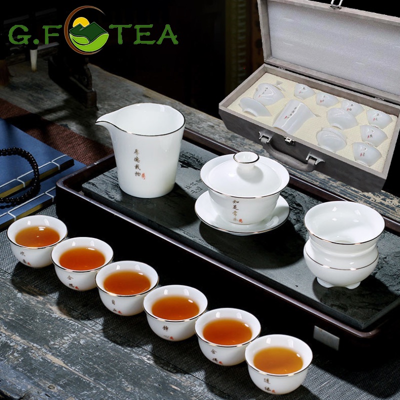 แก้วชงชา tea set กาน้ำชาหยกไขมันแกะ 羊脂玉功夫茶套装