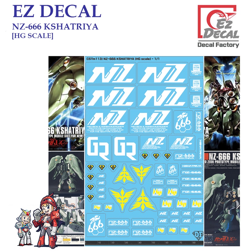 ดีคอลน้ำ [EZ DECAL] CSTM113 NZ-666 KSHATRIYA [HG SCALE] Water Decal CSTM 113