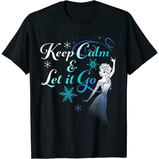 เสื้อยืดโอเวอร์ไซส์เสื้อยืด พิมพ์ลายกราฟิก Disney Frozen Elsa Keep Calm &amp; Let It GoS-3XL