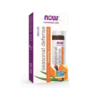 Now Foods, ลูกกลิ้งอโรม่า กลิ่นส้ม สดชื่น กลิ่นหอมมาก สำหรับคนแพ้อากาศบ่อย Seasonal Defense Roll-On, 1/3 fl oz (10 ml)