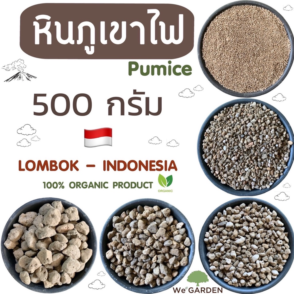 New✨หินภูเขาไฟ นำเข้าจาก🇮🇩Indonesia 500 กรัม‼️ วัสดุปลูก รองก้นกระถาง Pumice พัมมิส