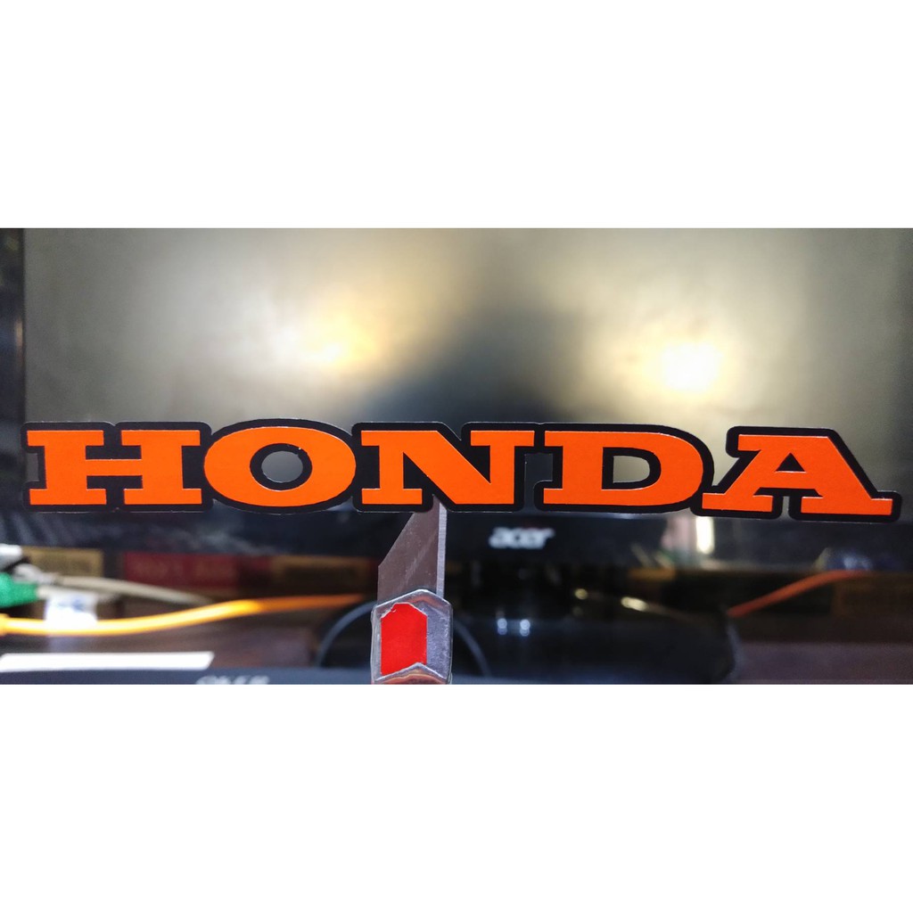 สติกเกอร์ #Honda งานตัด  (สีส้ม ดำ)ขนาด11.5×1.3ซม. – โปรปัง