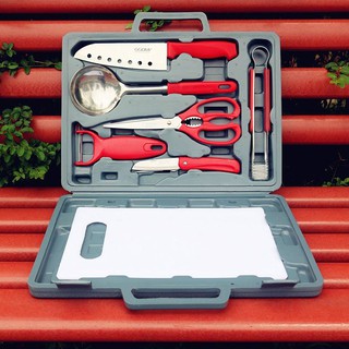 มีดแคมป์ปิ้ง กระเป๋ามีดแคมป์ 7ชิ้น/SET camping Kitchen tool set 7pcs มาพร้อมกระเป๋าพกพา-สินค้ามีพร้อมส่ง-