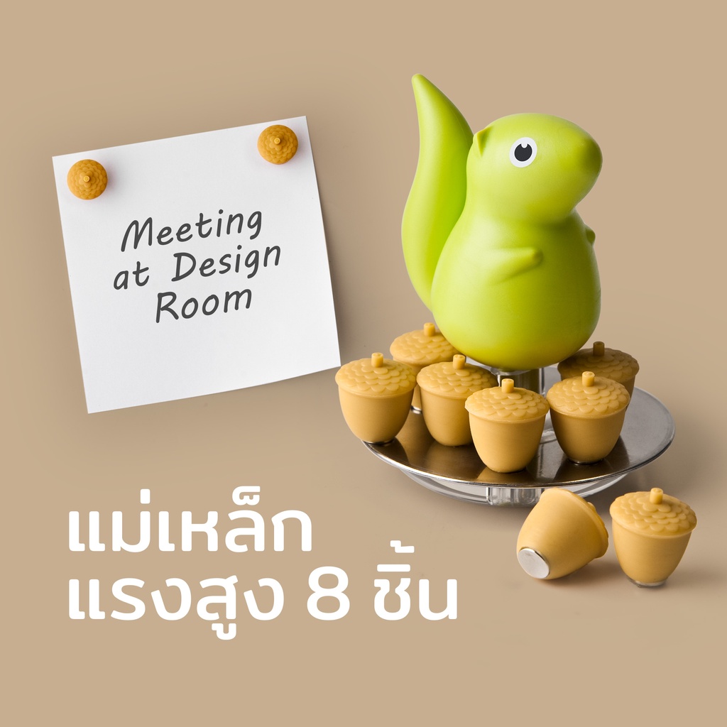 Squirrel & Acorn Magnet แม่เหล็กติดตู้เย็น ดีไซน์ กระรอกน้อยและลูกโอ๊ค แม่เหล็กแรงดูด Qualy (ควอลี่)