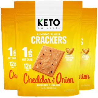 ขนมคีโต คีโต แครกเกอร์ Keto crackers low carb crackers no sugar added (1 gram net carb) Cheddar Cheese