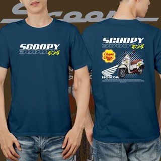 แขนสั้นcrew neckเสื้อยืด - HONDA SCOOPY CHUPA CHUPS NAVY สีดํา สีขาว คุณภาพพรีเมี่ยม DISTRO T-Shirt_001S-XXXXL