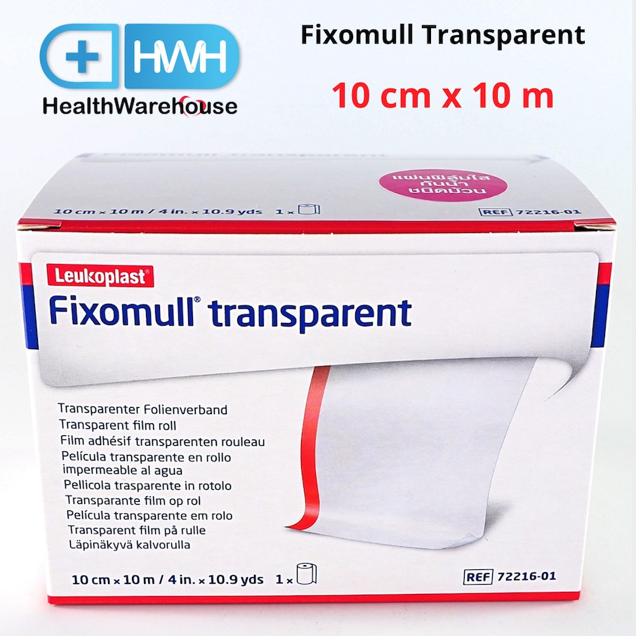 Fixomull Transparent 10 cm x 10 m แผ่นฟิล์มปิดแผล สำหรับปิดทับยึดพัสดุปิดแผล กันน้ำ เชื้อโรค