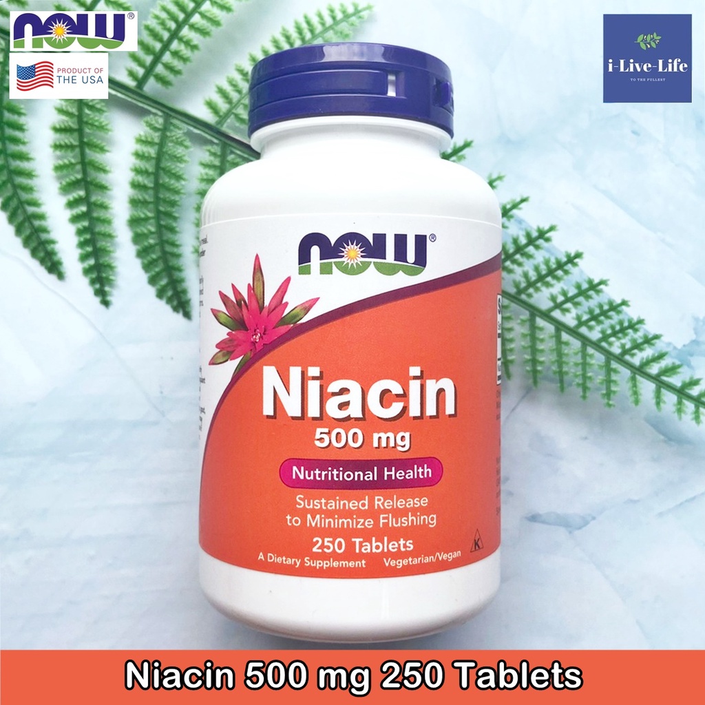ไนอะซิน วิตามินบี 3 Niacin 500 mg 250 Tablets - Now Foods