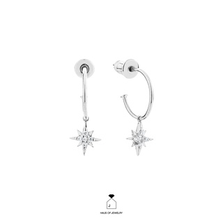 Haus of Jewelry CELESTIAL MINI HOOP EARRINGS ต่างหูเงินแท้ ประดับเพชรคิวบิกเซอร์โคเนีย (Cubic Zirconia)