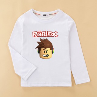 เสื้อยืดผ้าฝ้าย แขนยาว ลาย ROBLOX สำหรับเด็กผู้ชาย