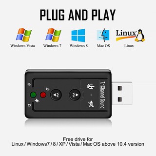 ***พร้อมส่งในไทย***USB 2.0 3D Virtual 12Mbps External 7.1 Channel Audio Sound Card Adapter