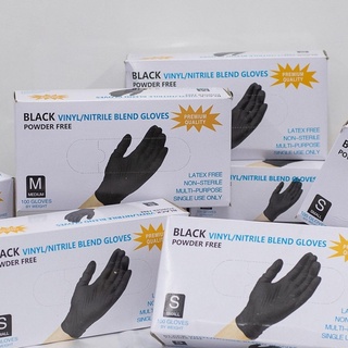 ถุงมือยาง Black Gloves Powder Free สีดำ ไซส์ S/M/L เปิดง่ายพร้อมหยิบ ใช้ได้ทุกเพศทุกวัย ถุงมือไนไตร ไม่มีแป้ง