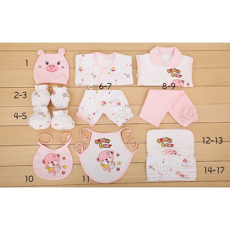 New Born Baby Gift Set 17 pcs ชุดของขวัญเด็กแรกเกิด 17 ชิ้น ชุดเด็กแรกเกิด เสื้อผ้าเด็กแรกเกิด Sinthongshop