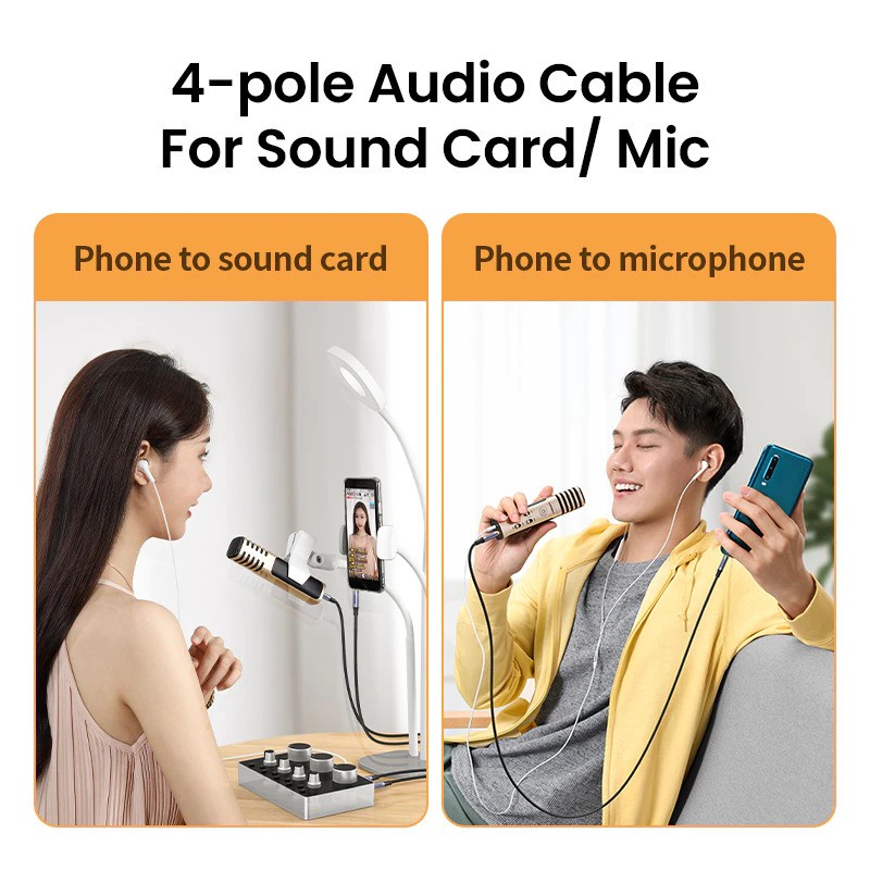 UGREEN รุ่น AV183 สายสัญญาณเสียง Aux 3.5mm to 3.5mm 4-pole Audio Cable สายถัก