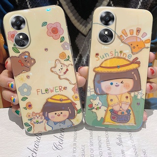 พร้อมส่ง ใหม่ เคสโทรศัพท์มือถือ ซิลิโคนนิ่ม กันกระแทก กันรอยเลนส์ ลายการ์ตูนเด็กผู้หญิงน่ารัก ระยิบระยับ หรูหรา สําหรับ OPPO A78 A58 NFC 4G 5G 2023 A78 OppoA58