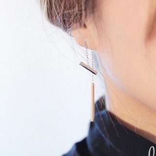 ต่างหูมินิมอลเรียบหรู Minimal Long Chain Earring✨ งานเกรดเกาหลี🇰🇷 ชุบทองคำขาวเงาวิ้ง ไม่มีลอก