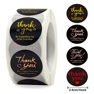 สติกเกอร์ฉลาก Thank You สีดํา สําหรับติดตกแต่งบรรจุภัณฑ์ 500 ชิ้น ต่อม้วน