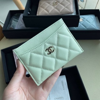 กระเป๋าใส่บัตร การ์ด  CHANEL CARD WALLET CAVEAR สีใหม่พาสเทล หนังแท้💯