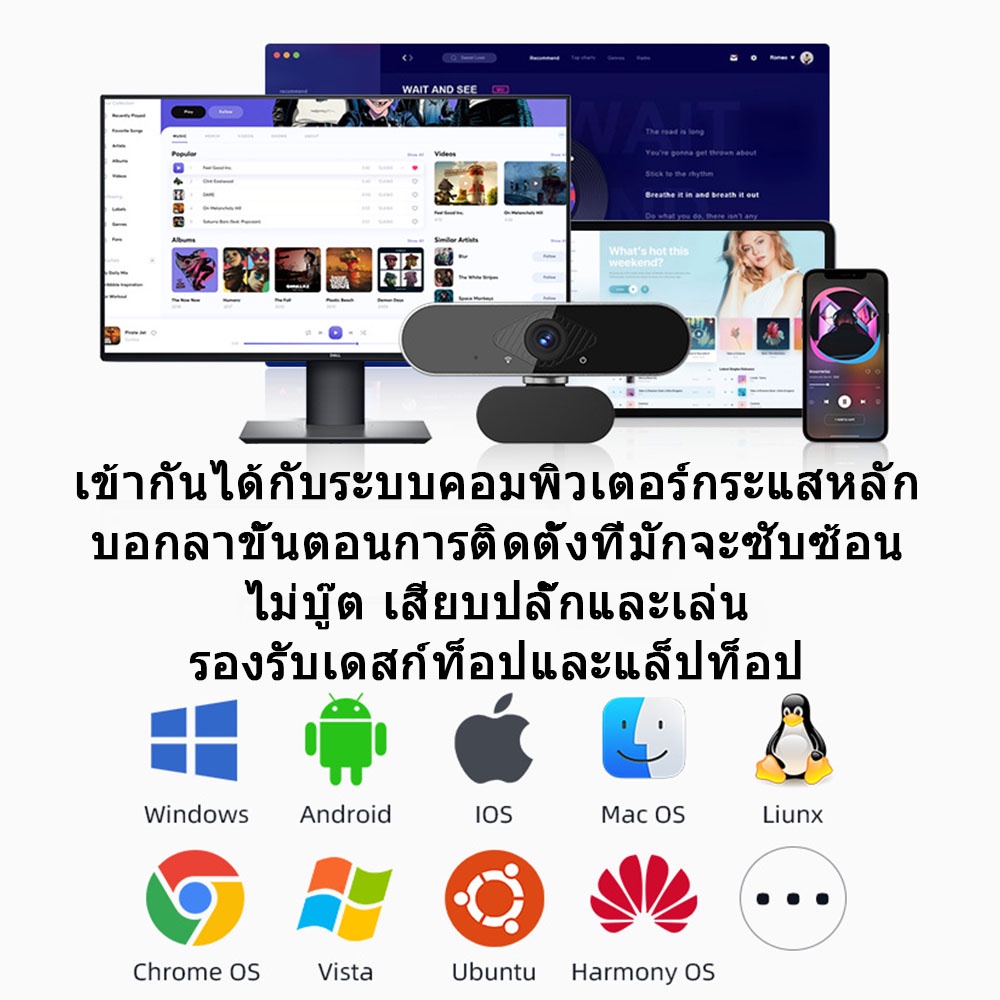 【ส่งจากไทย ส่งฟรี】1080P 2K กล้องเว็บแคม เว็บแคมHD สำหรับคอมพิวเตอร์ PC แล็ปท็อป พร้อมไมโครโฟน ปรับได้ 360 องศา webcam