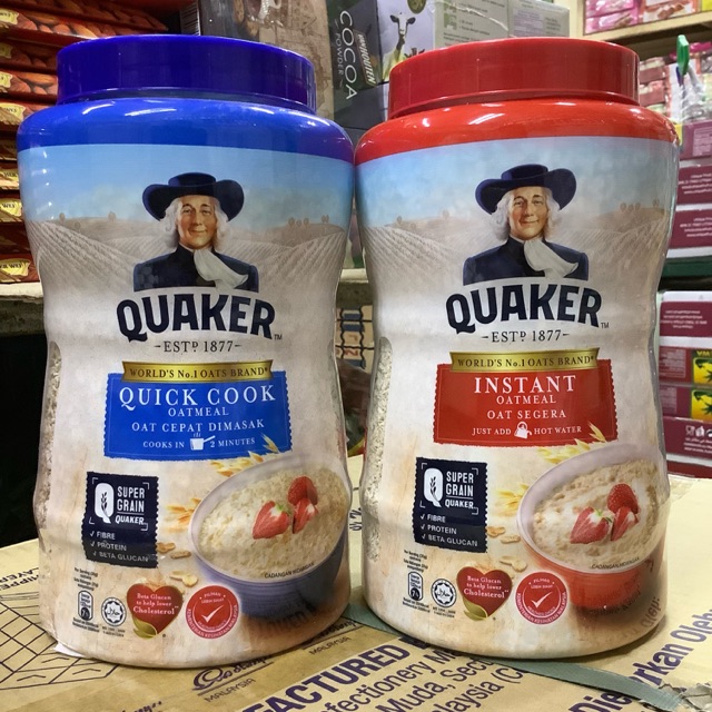 ส่งฟรี กิมหยงQuaker instant oatmealข้าวโอ๊ต 2 รูปแบบ แบบใส่น้ำร้อนชง/ต้มก่อนดื่ม 1000 กรัม จำนวน 1 กระปุก สีแดง  เก็บเงินปลายทาง