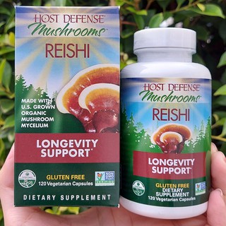 เห็ดหลินจือแดง Reishi Longevity Support 120 Vegetarian Capsules (Host Defense® Mushrooms™) บำรุงสมอง เสริมสมรรถภาพทางเพศ