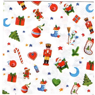 Pladao Napkin ภาพ คริสต์มาส Tiny Christmas Items กระดาษ แนพกิ้น สำหรับงานศิลปะ เดคูพาจ decoupage ขนาด L 33x33