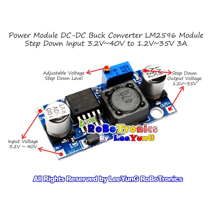 LM2596 DC-DC ปรับขั้นตอนลงเครื่องปรับแรงดันไฟฟ้า DC-DC Buck Converter Arduino