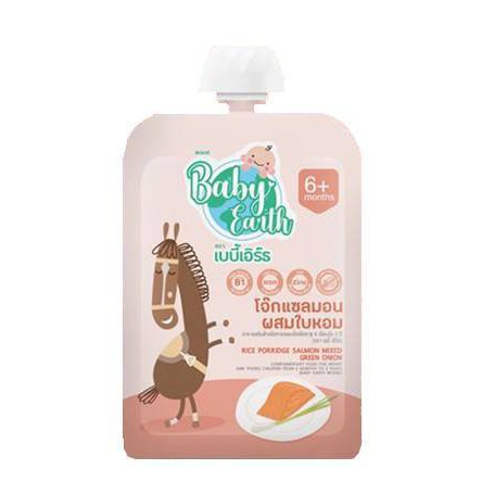 โจ๊กเด็ก Baby Earth รสแซลมอน มีธาตุเหล็ก อาหารสำหรับเด็กเล็ก6เดือนถึง3ปี